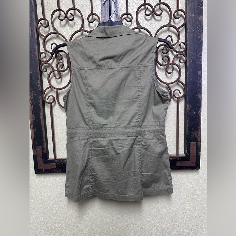 Iris Utility Olive Drawstring Zipper Vest - image 3